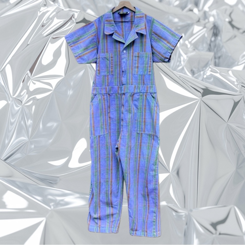 Big Bud Press Lavender Spring Rainbow Plaid Short Sleeve Jumpsuit Size 4XL